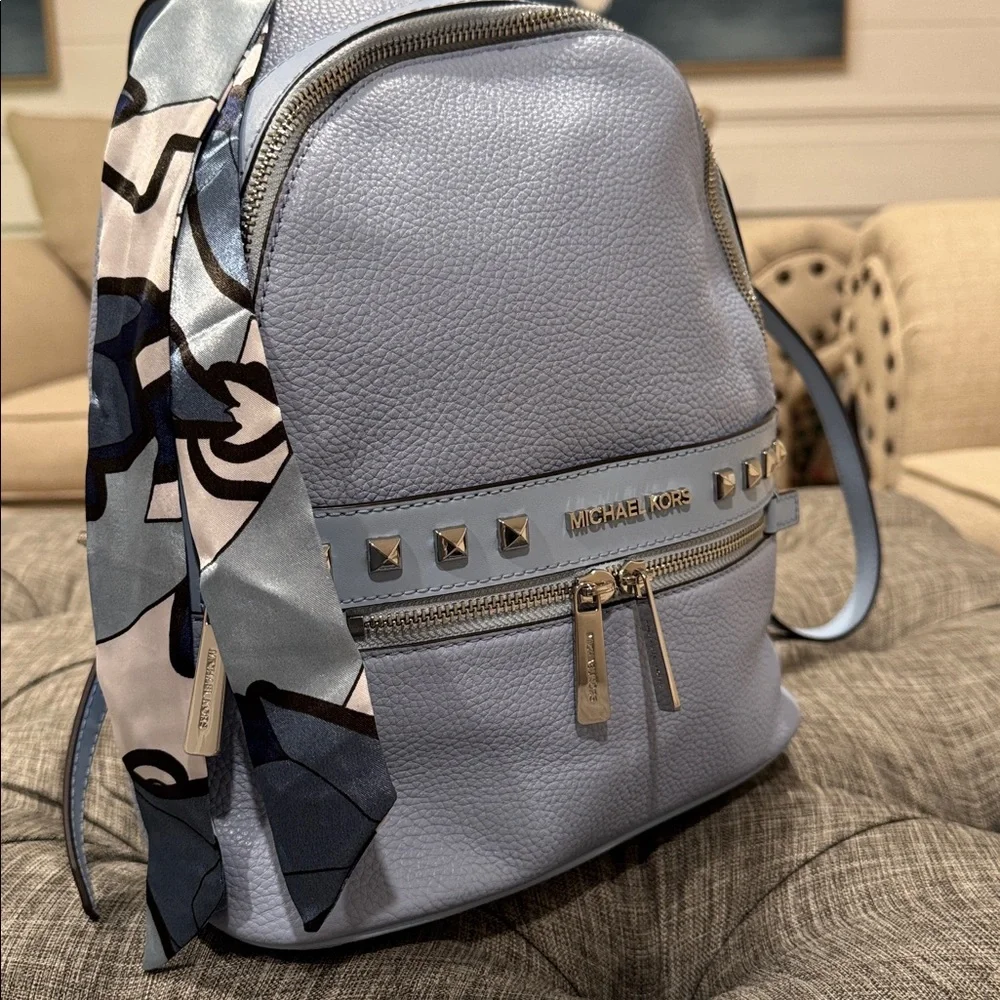 Michael Kors Kenly Blue Leather Studded Backpack